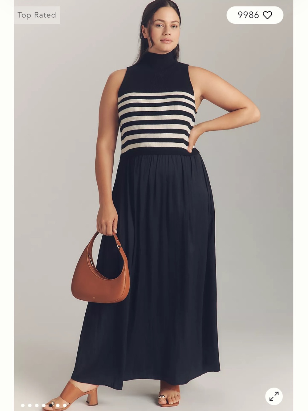 By Anthropologie NWT The Thea Sleeveless Twofer Maxi Dress Size 2X Stripe Knit